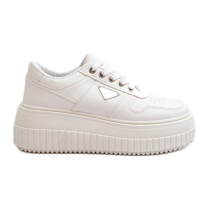 Women's Sneakers Made of Eco Leather on a Massive Platform, White Chrisstin