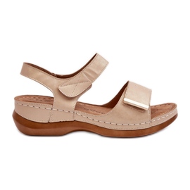 EVento Comfortable Women's Sandals with Velcro, Beige Iphiope