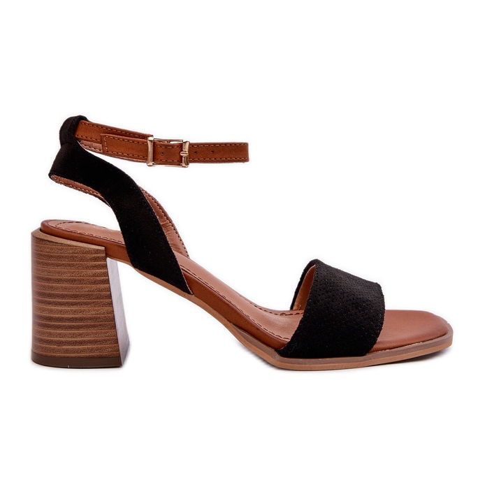 Women's High Heel Sandals Made of Eco Suede Black Ronvia Women's High Heel Sandals Made of Eco Suede Black Ronvia