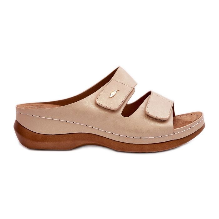 Light Women's Flip-Flops Made of Eco Leather, Beige Frellia