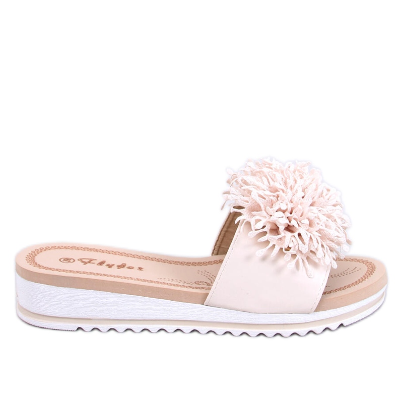 Ragnes Beige flower wedge mules