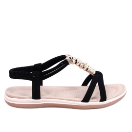 Haezz Black sandals with decorative zircons