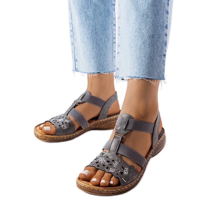 Evento Gray sports sandals with rhinestones from Rossignol grey