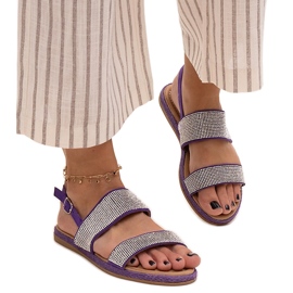 Purple sandals decorated with Carvalia zircons
