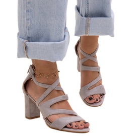 Gray high-heeled sandals with a leather Yanick insole grey Gray high-heeled sandals with a leather Yanick insole grey