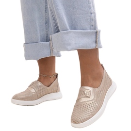 Ethels gold perforated leather sneakers golden Ethels gold perforated leather sneakers golden
