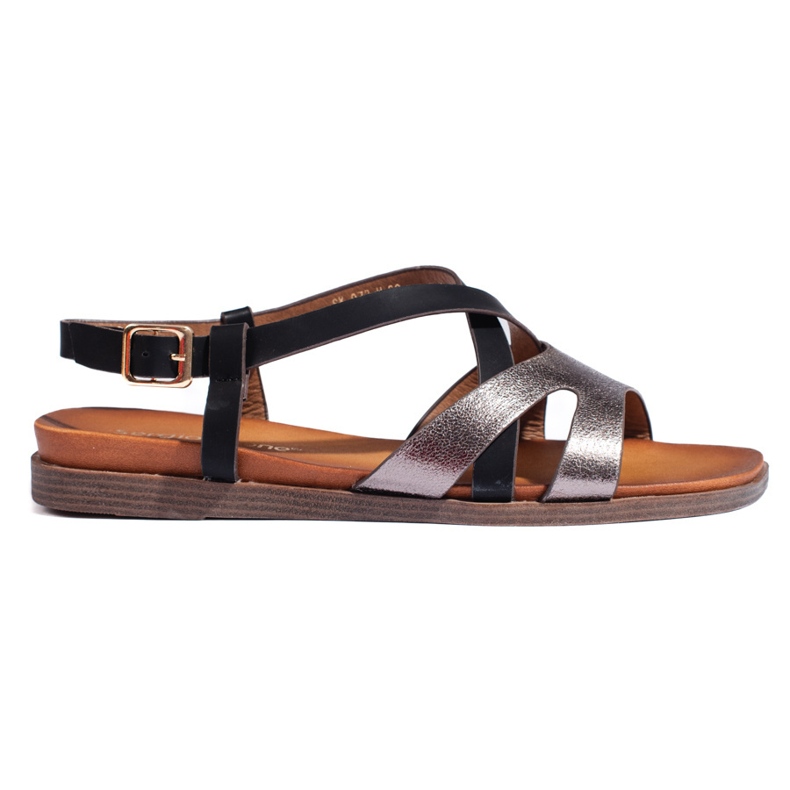 Black flat women's sandals by Sergio Leone