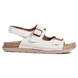 White women's sandals with Velcro fastening