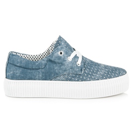 Kylie Openwork sneakers on the platform blue