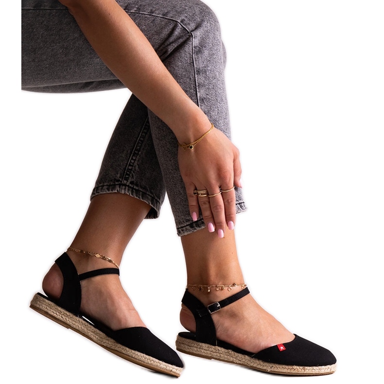 Black espadrilles with open heel Big Star FF274526