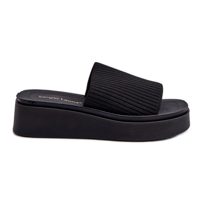 Sergio Leone SK083H Women's Platform Flip-Flops Black