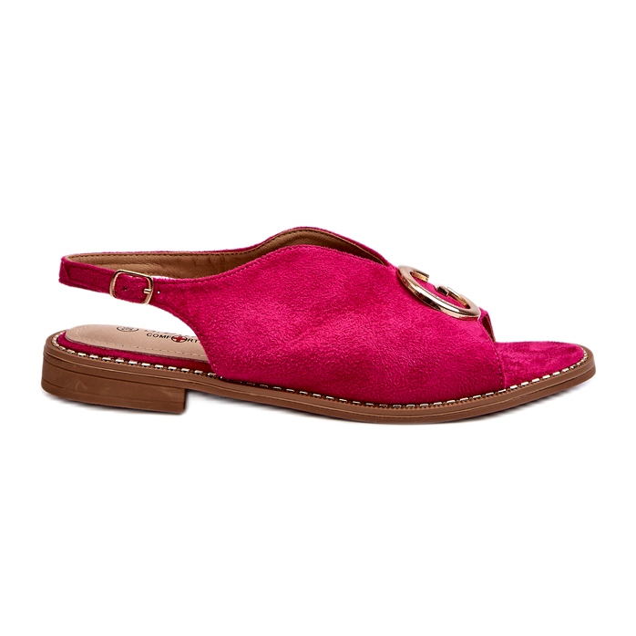 Elegant Women's Sandals With Decoration Eco Suede S.Barski KV27-058 Fuchsia pink