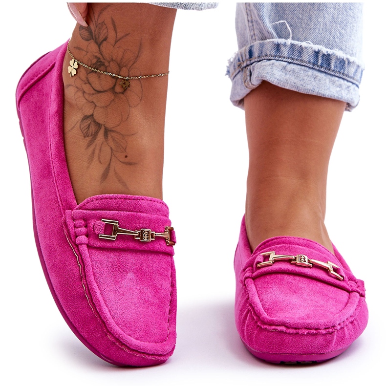 Confly Women's Classic Suede Loafers Pink
