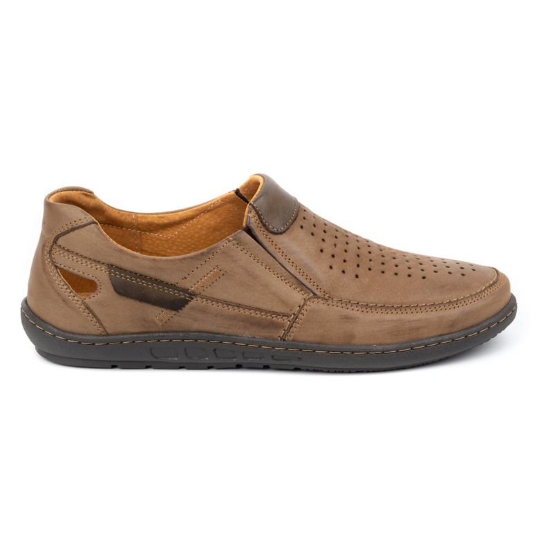 Olivier Men's leather loafers for summer 602 brown