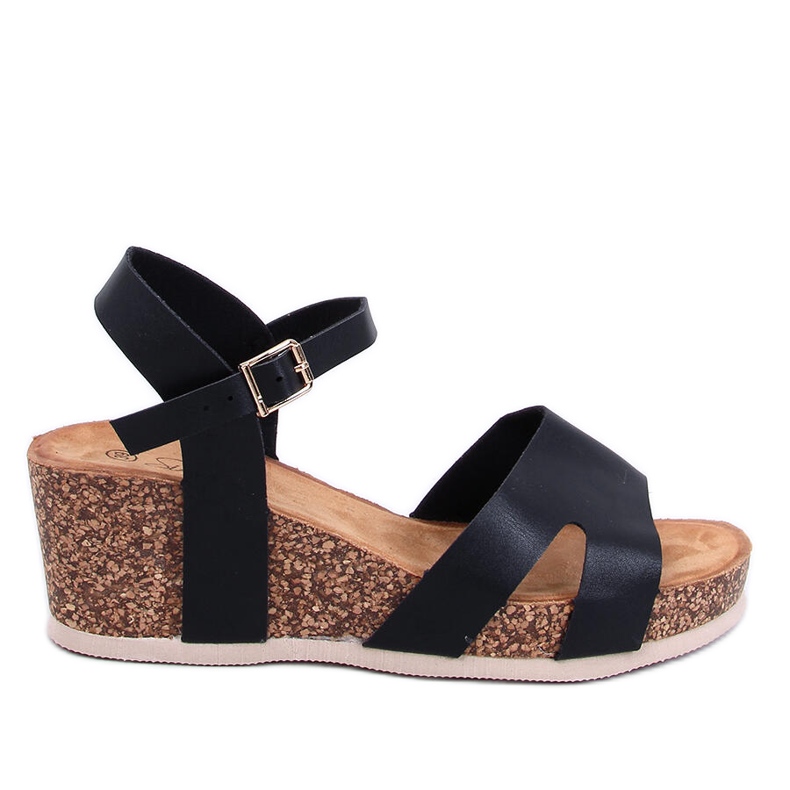 Dionis Black cork wedge sandals