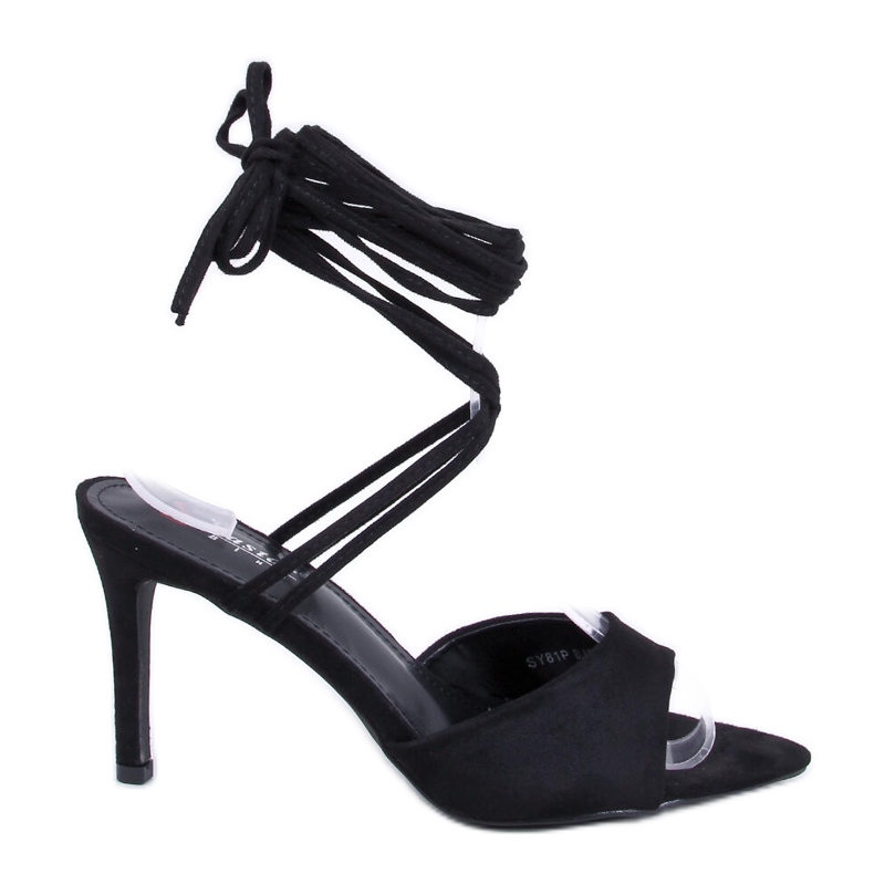 Gennaro Black lace-up high-heeled sandals