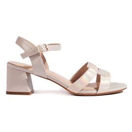 Beige shiny women's sandals by Sergio Leone