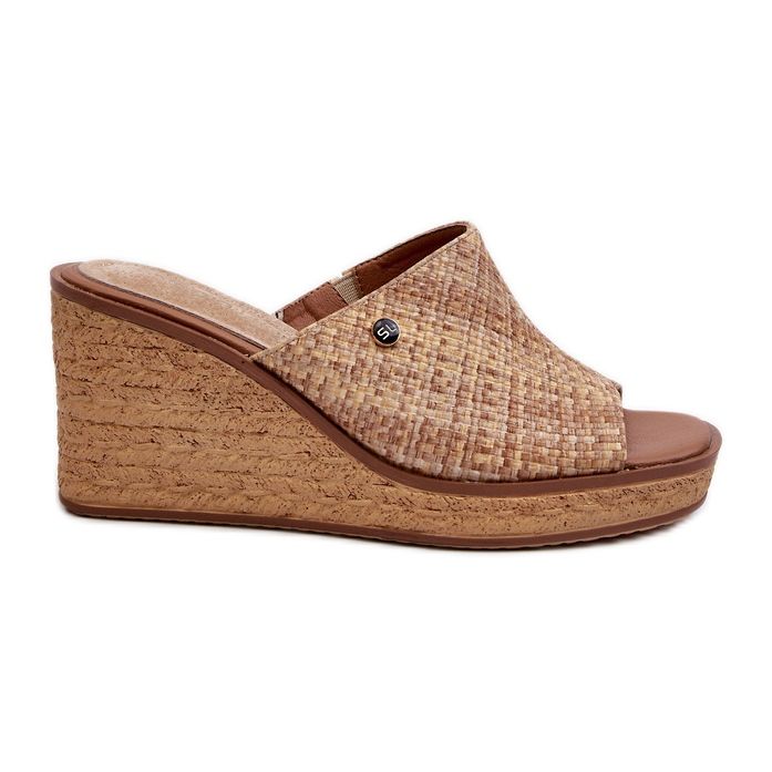 Sergio Leone Women's Wedge Flip-Flops KL213 Beige
