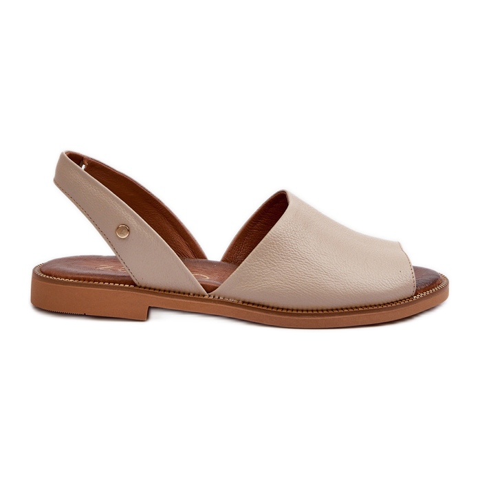 Zazoo 40327 Leather Slip-On Sandals, Beige