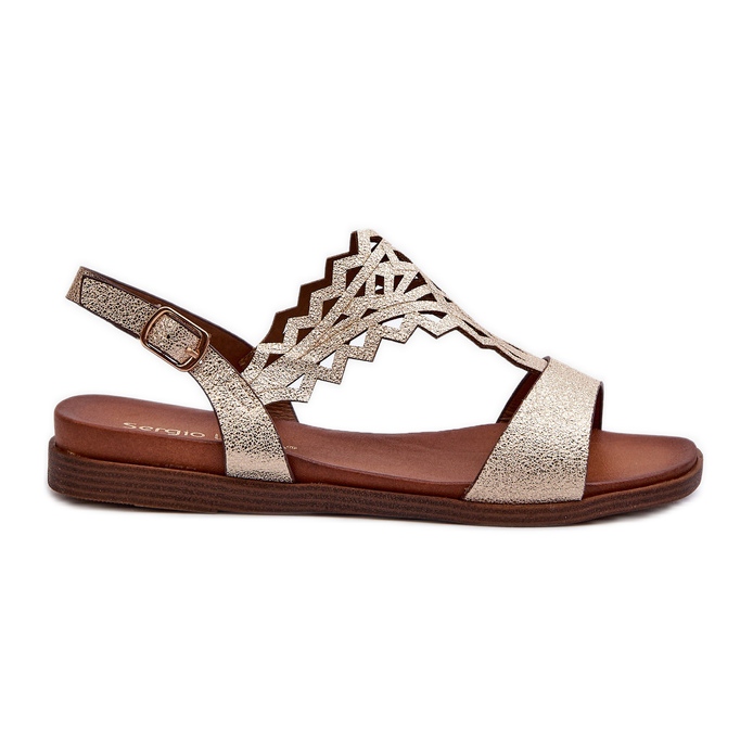Sergio Leone SK070H Women's Flat Sandals, Gold golden