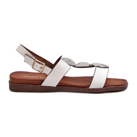 Women's Flat Sandals With Decorations Sergio Leone SK072H White Women's Flat Sandals With Decorations Sergio Leone SK072H White