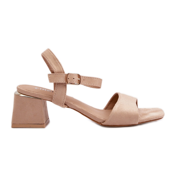 Women's Sandals on a Block Made of Eco Suede Beige Leisha