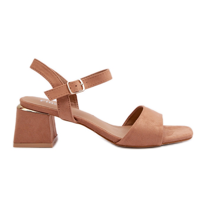 Women's Sandals on a Block Made of Eco Suede Camel Leisha beige
