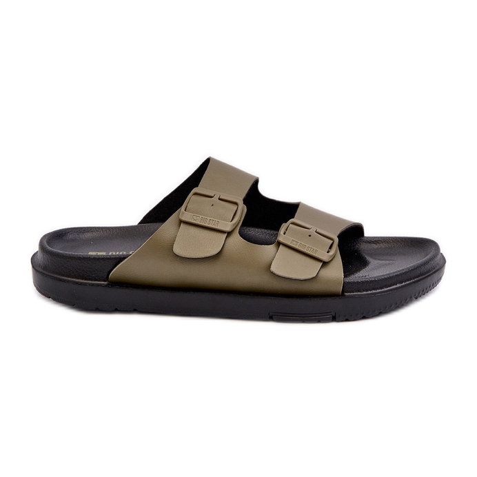Light Men's Flip-Flops With Buckles Big Star NN174592 Dark Green