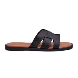 Women's Flat Flip-Flops Made of Eco Leather, Black Risamay