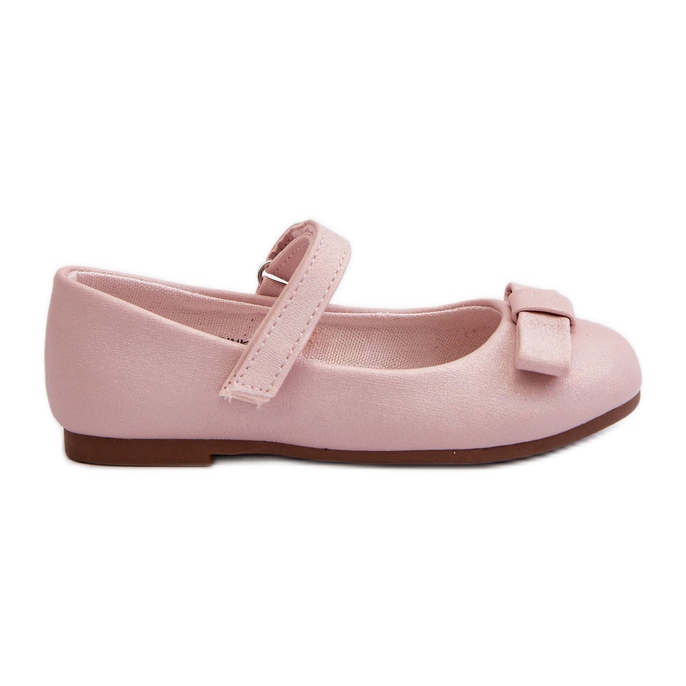 Shiny Children's Ballerina Shoes With Velcro Bow, Pink Fiorelle
