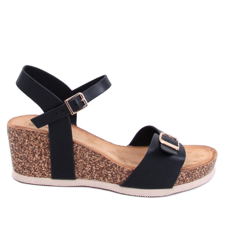 Arnau Black cork wedge sandals