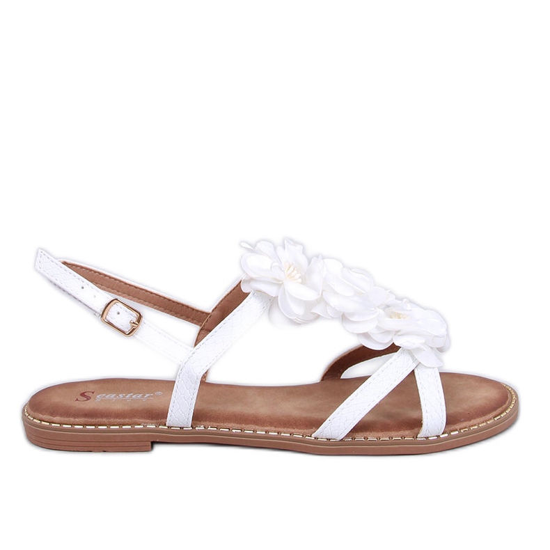 Amaur White sandals with delicate flowers