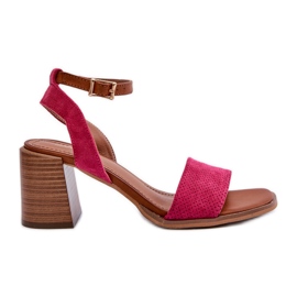 Women's High Heel Sandals Made of Eco Suede Fuchsia Ronvia pink