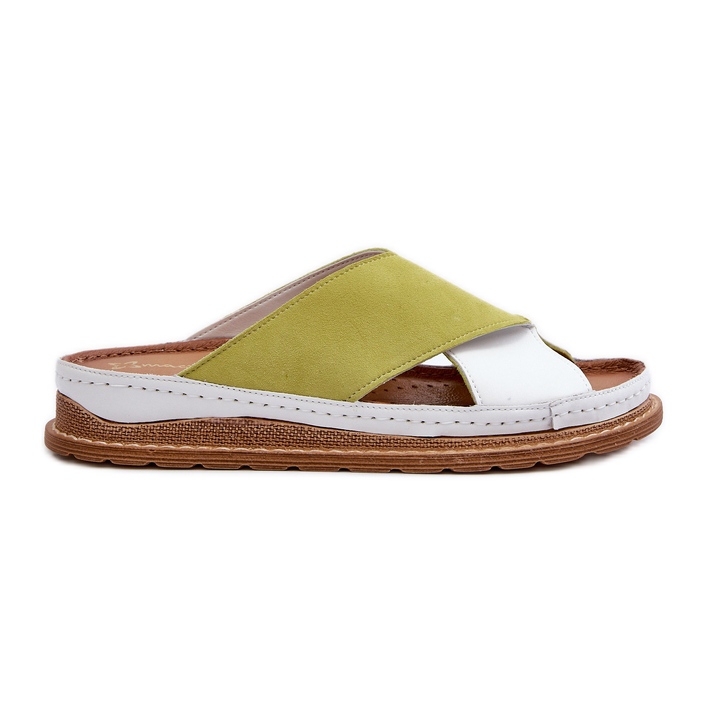 Leather Profiled Flip-Flops Maciejka 04986-11 Lime white