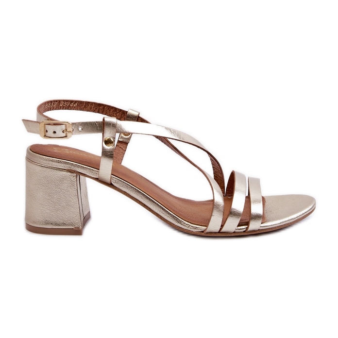 Leather Sandals on a Low Heel Maciejka 06653-25 Gold golden