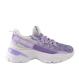 White and purple shiny massive sneakers by Senai violet