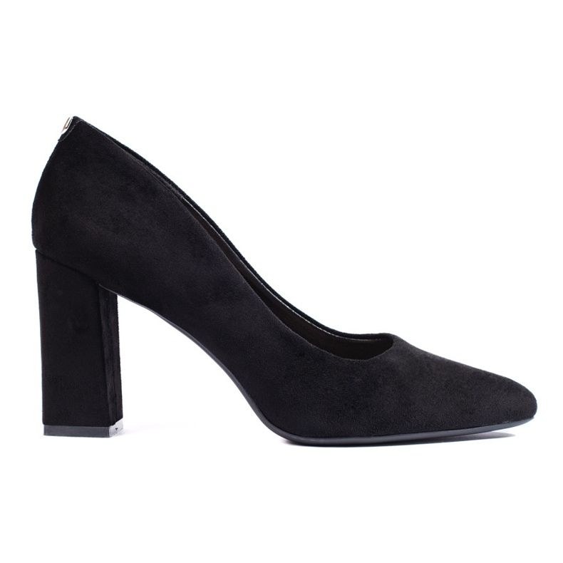 Black suede pumps with a thick heel by Sergio Leone Black suede pumps with a thick heel by Sergio Leone