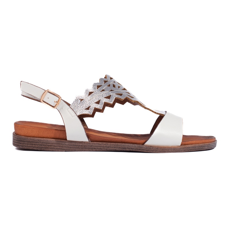 Openwork white and silver women's sandals by Sergio Leone