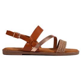 Brown and gold women's sandals by Sergio Leone Brown and gold women's sandals by Sergio Leone