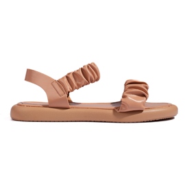 Brown comfortable women's slip-on sandals