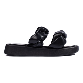 Black flip-flops with a thick sole Black flip-flops with a thick sole