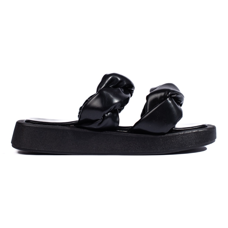 Black flip-flops with a thick sole
