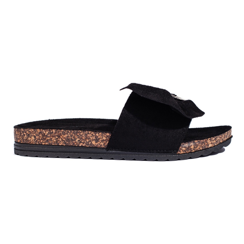 Black flip flops on a cork sole