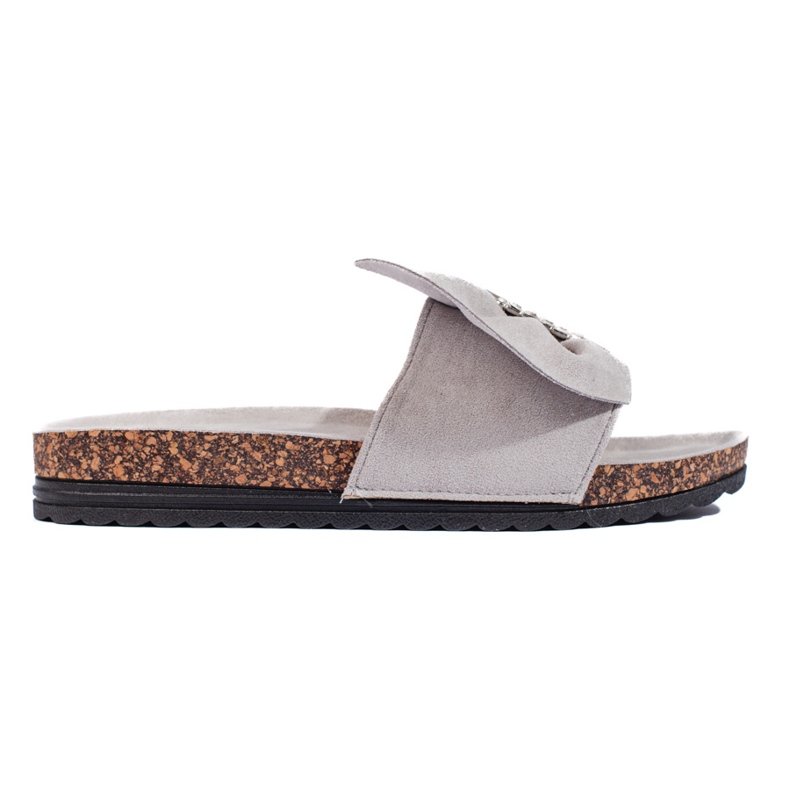 Gray flip-flops with a cork sole grey