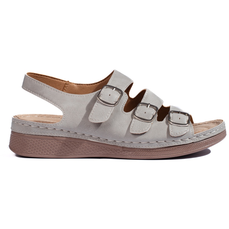Comfortable gray sandals with a low wedge grey Comfortable gray sandals with a low wedge grey