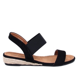 Amalf Black low wedge espadrille sandals