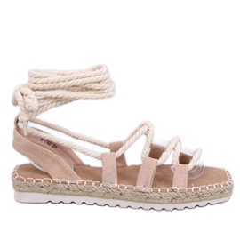 Zakaris Apricot lace-up espadrille sandals beige