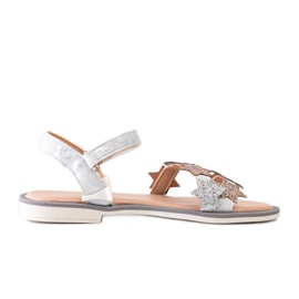 Miss Charisa gray children's sandals with glitter stars silver