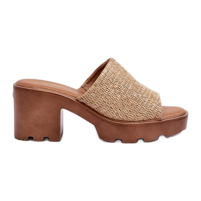 Beige Titantha Women's Flip-Flops with Braided High Heels Beige Titantha Women's Flip-Flops with Braided High Heels