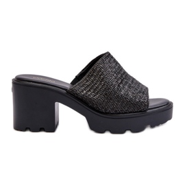 Women's Black Titantha Braided Flip-Flops with High Heels